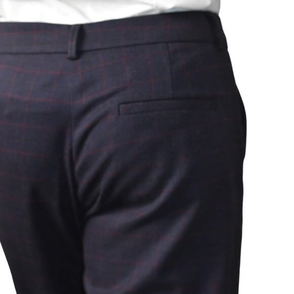 Cop Copine Ouaf Pant Blue Cropped Trouser Check Plaid Cuffed Wide Leg Size 40 10 - Picture 12 of 15